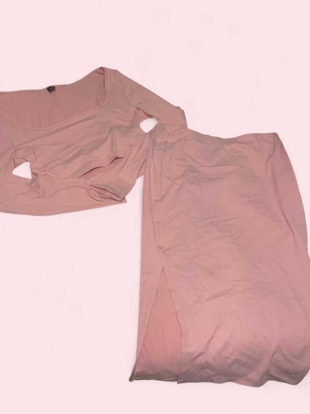 SHEIN Pink Ribbed Scoop Neck Crop Top